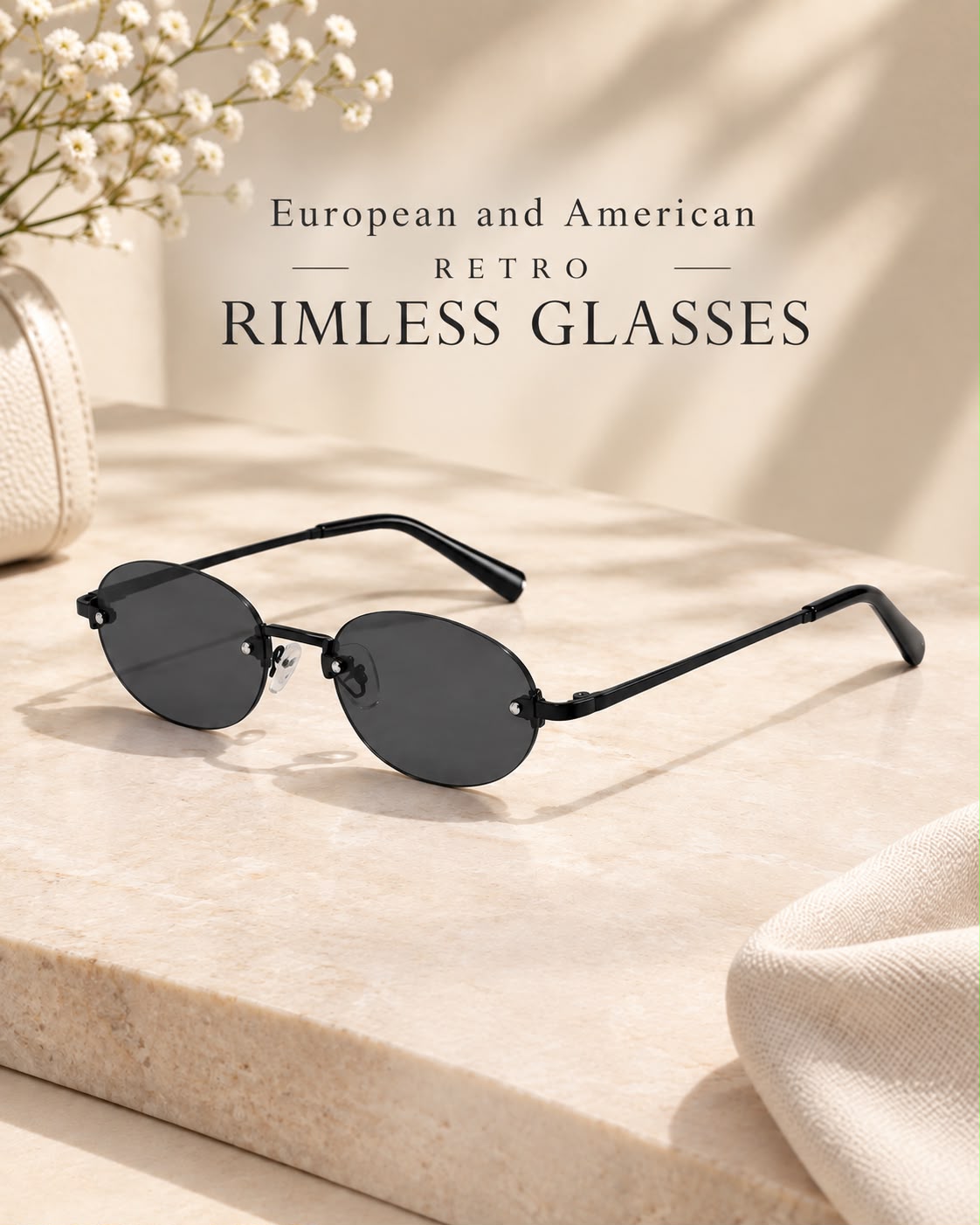 european & american retro rimless glasses