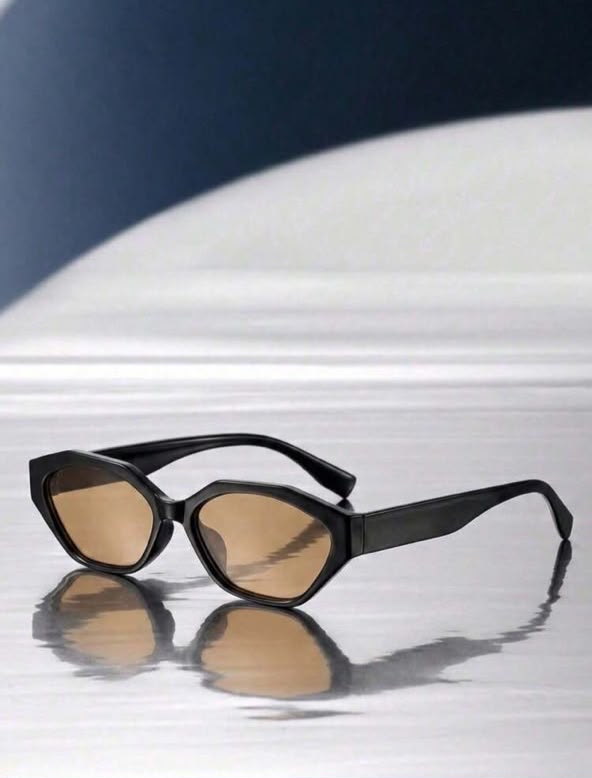 Brown polygon retro glasses